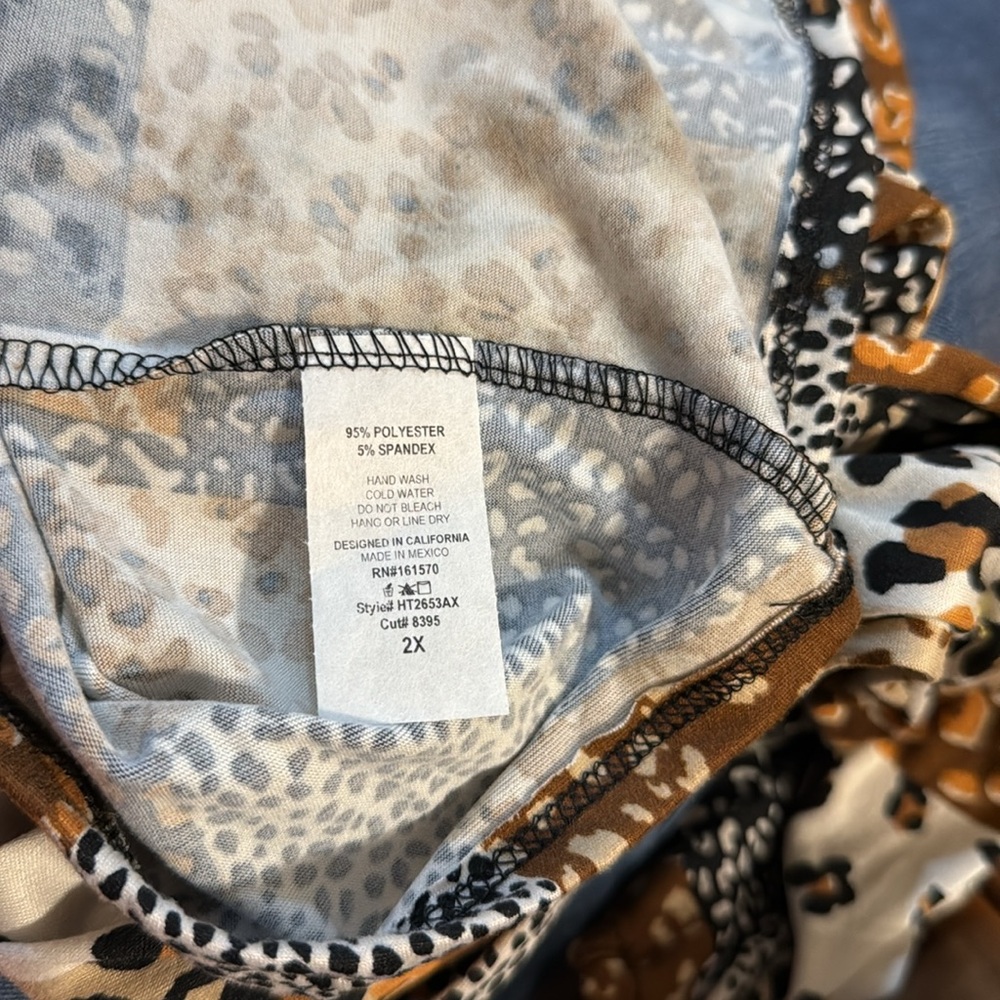 Haptics Leopard Patchwork Blouse - Brown, Black, White - Picture 5 of 5